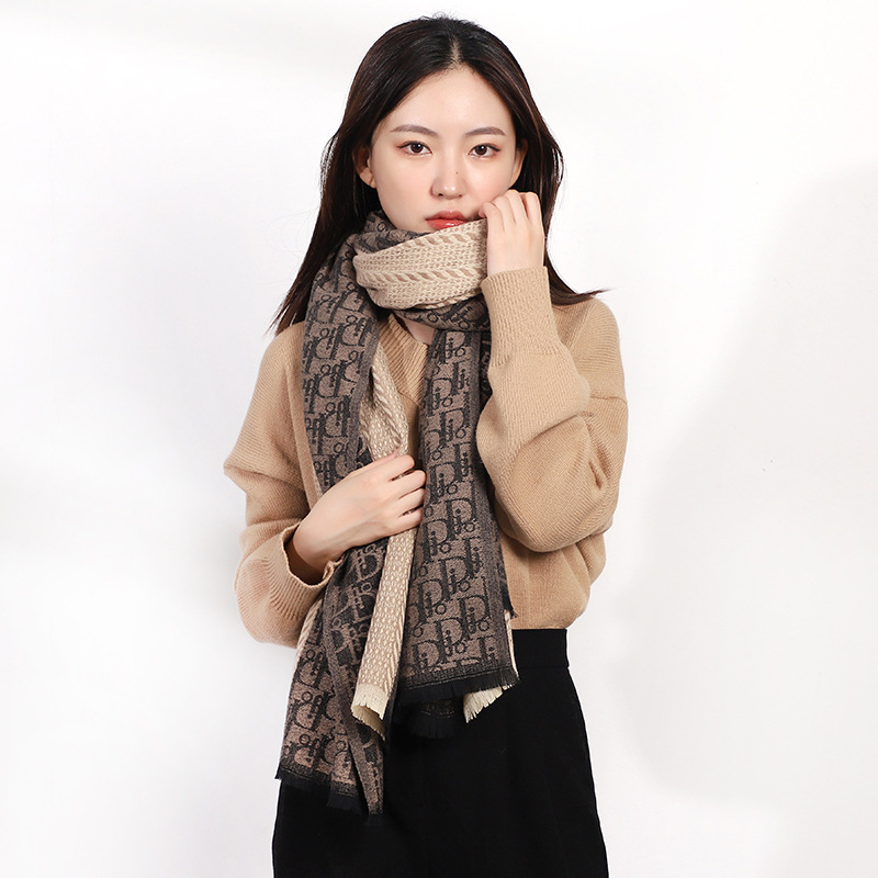 Korean version of fashion autumn and winter scarf imitation cashmere scarf fashion British style scarf warm and thick scarf