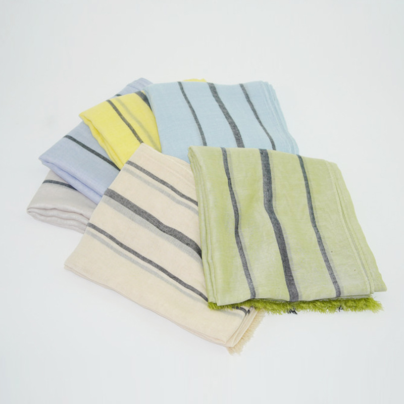 Spring/Summer Korean Version Simple Vertical Stripe Sun Protection Cape Lengthened Enhanced Decorative Cotton Scarf