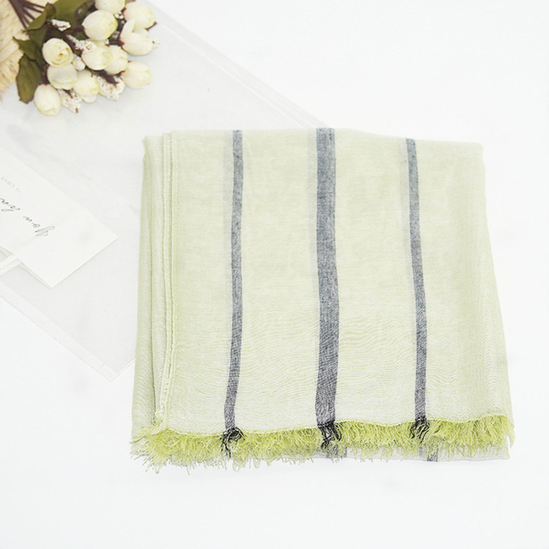 Spring/Summer Korean Version Simple Vertical Stripe Sun Protection Cape Lengthened Enhanced Decorative Cotton Scarf Application Scenario