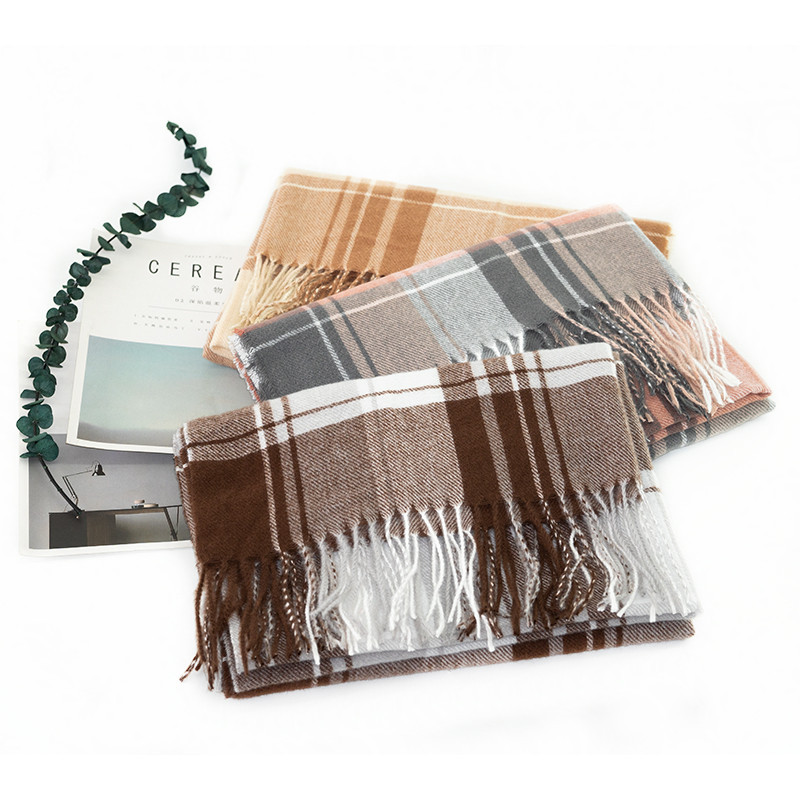Japan And South Korea Fashion Autumn Winter 2022 New Classic Plaid Scarf Imitation Cashmere Scarf Shawl Warm And Thick Multi-Purpose Scarf