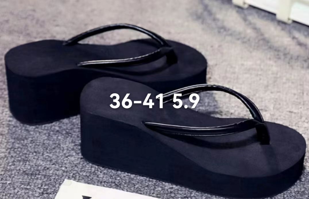 Flip-flops women wear thick soles non-slip wedges with large size clamp foot simple summer beach sandals sandals