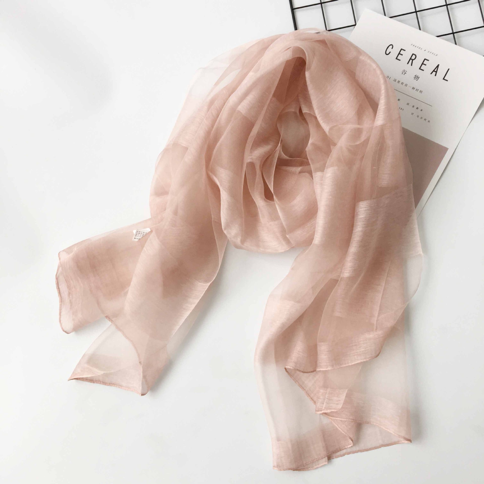 2022 fashion summer thin pure color silk scarf fashionable temperament mulberry silk scarf sunscreen shawl for women
