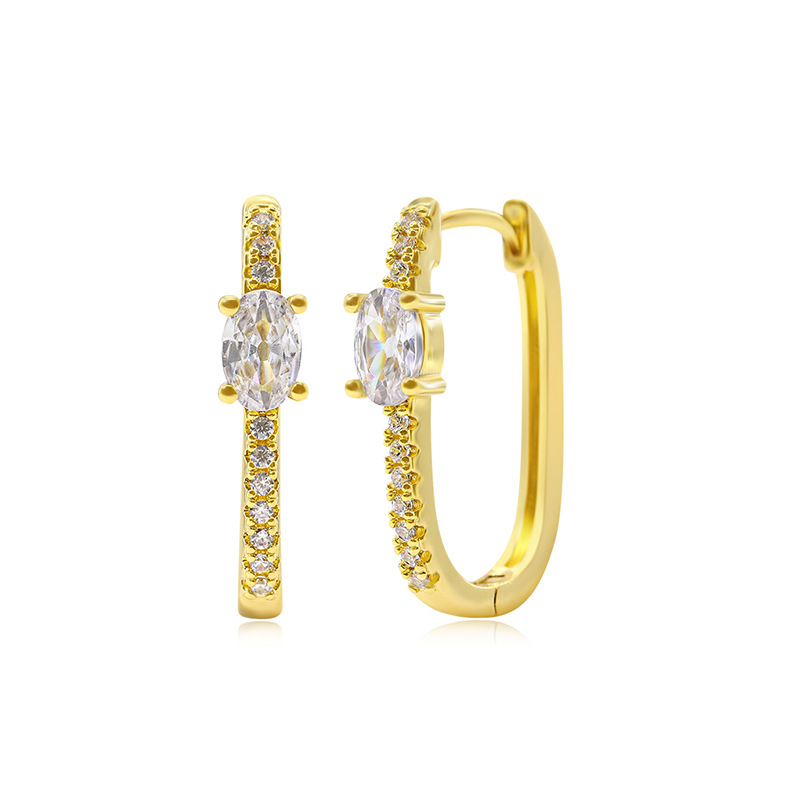 Earrings Wholesale high-grade quality niche diamond-encrusted earring 18k gold diamond earring ins style retro earrings