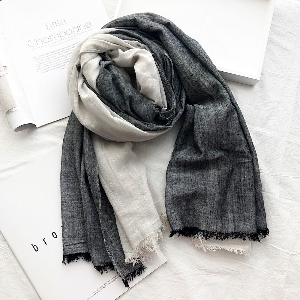 2021 Spring and Autumn thin cotton and linen fringe scarf artistic style easy to wear shawl