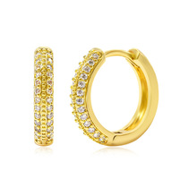 Cross-border jewelry Noble ins style gold-plated jewelry with diamond earrings buckle circle earrings Temperament zircon earrings