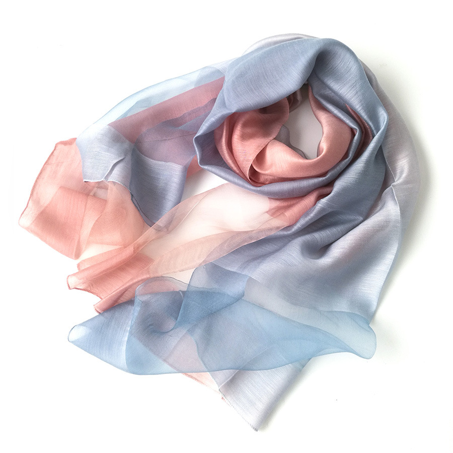 Gradient color silk scarf summer thin sunscreen scarf female long easy to wear shawl