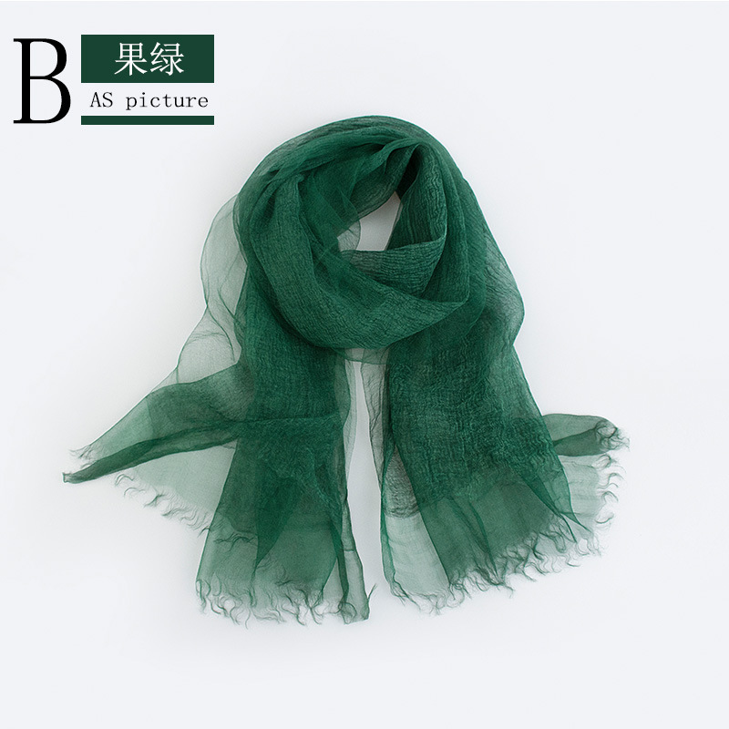 Spring/Summer Thin Silk Scarf Retro Fold Solid Color Silk Scarf Soft Breathable Double Decorative Cape Item Picture