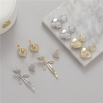 Asymmetrical love earrings bow but women's high quality love earrings buckle type zircon bear earrings