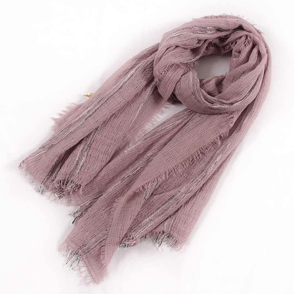 Hollow mesh cotton and linen scarf spring and summer thin sunscreen silk scarf dress with tassel cape thumbnail