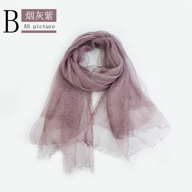 Spring/Summer Thin Silk Scarf Retro Fold Solid Color Silk Scarf Soft Breathable Double Decorative Cape Application Scenario