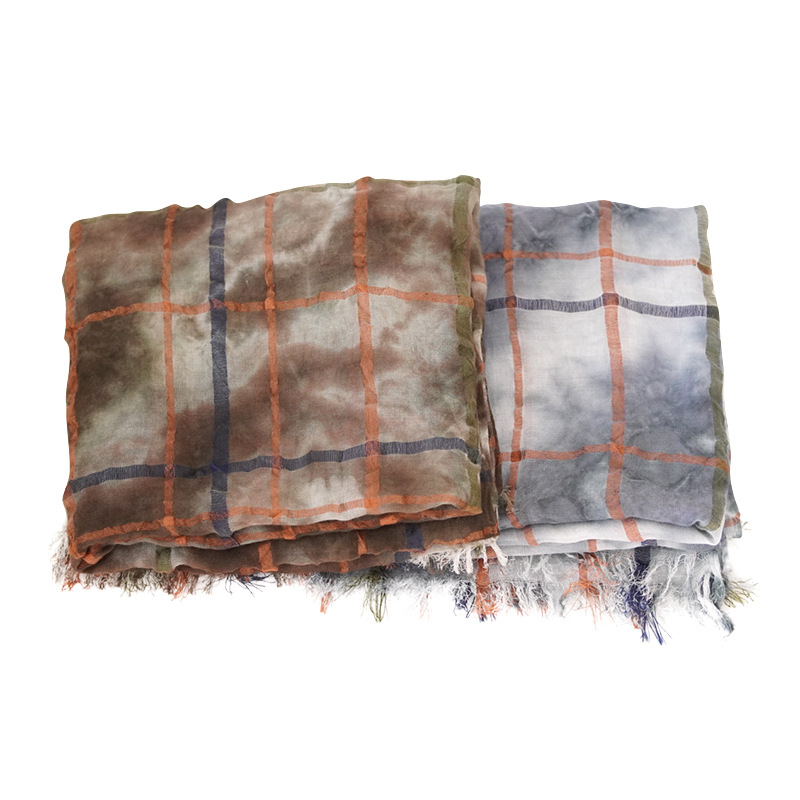 Korean Plaid Scarf Women Spring And Autumn Thin Cotton Fringed Scarf New Warm Cotton Scarf For Women Item Picture