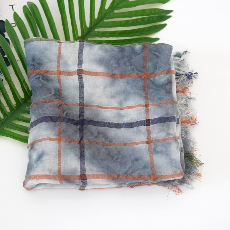 Korean Plaid Scarf Women Spring And Autumn Thin Cotton Fringed Scarf New Warm Cotton Scarf For Women Specification drawing