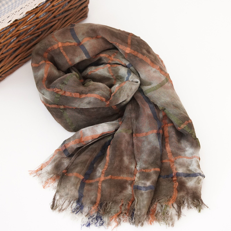 Korean Plaid Scarf Women Spring And Autumn Thin Cotton Fringed Scarf New Warm Cotton Scarf For Women