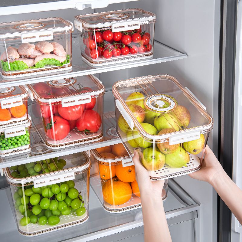 PET refrigerator storage box Food grade kitchen sealed fresh-keeping box fruit and vegetables special frozen finishing machine thumbnail