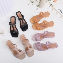 Spot summer Korean women wearing fashion slippers single shoes