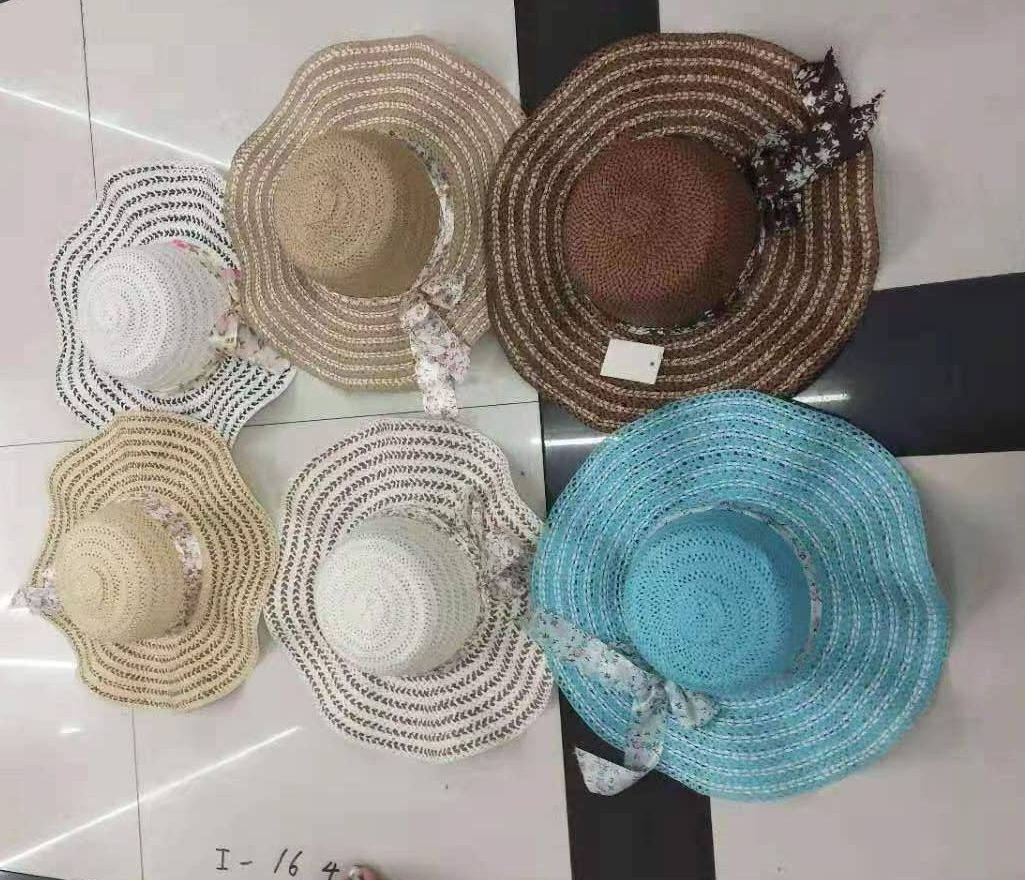 Patchwork Color Silk With Large Brim Visor Beach Hat Ladies Straw Hat Evelyn Hat Line