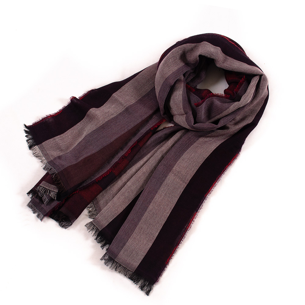 European and American style double horizontal and vertical scarf spring and autumn thin cotton and linen fringe scarf simple Mosaic color scarf thumbnail