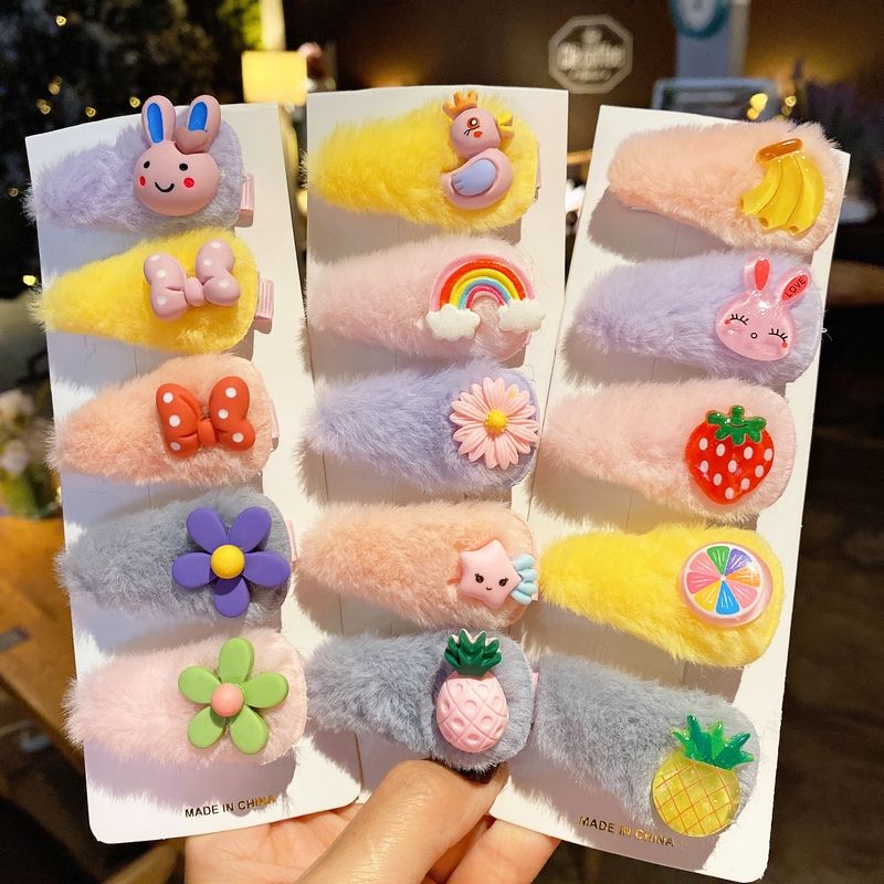 Bb Clip 37 Children's Hair Clip Colorful Cartoon Plush Hair Clip Headdress Cute Baby Bb Clip Princess Bangs Hair Clip details Picture