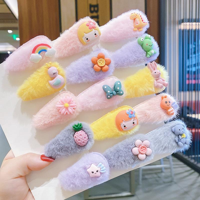 Bb Clip 37 Children's Hair Clip Colorful Cartoon Plush Hair Clip Headdress Cute Baby Bb Clip Princess Bangs Hair Clip Application Scenario