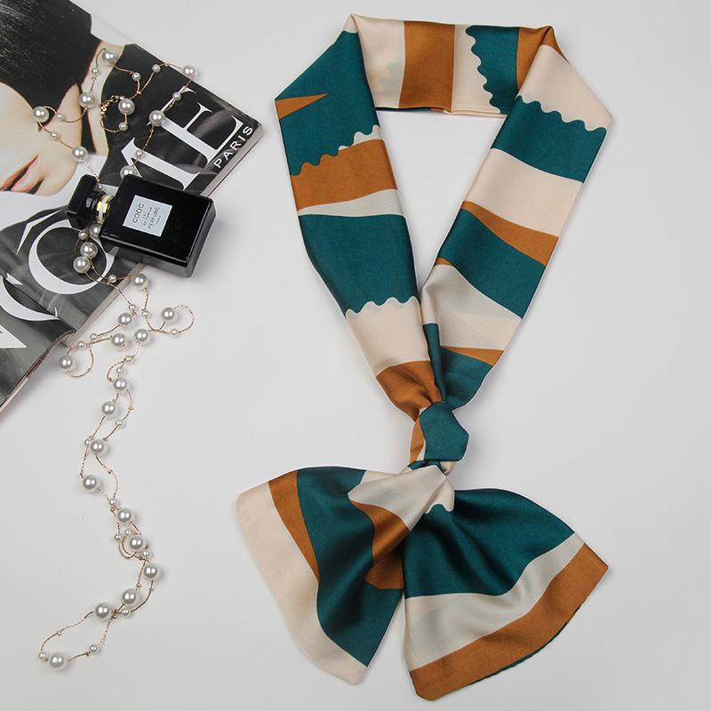 Spring And Autumn Long Small Silk Scarf Decoration With South Korea Narrow Ribbon Spring Style Scarf Scarf Female Thin Red Polka Dot Stripes details Picture