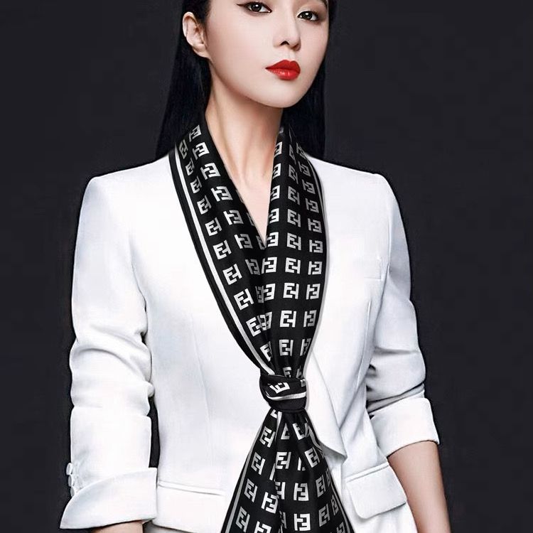 Spring And Autumn Long Small Silk Scarf Decoration With South Korea Thin Narrow Ribbon Spring Style Scarf Scarf Female Thin Thick And Thin Check Dark Specification drawing