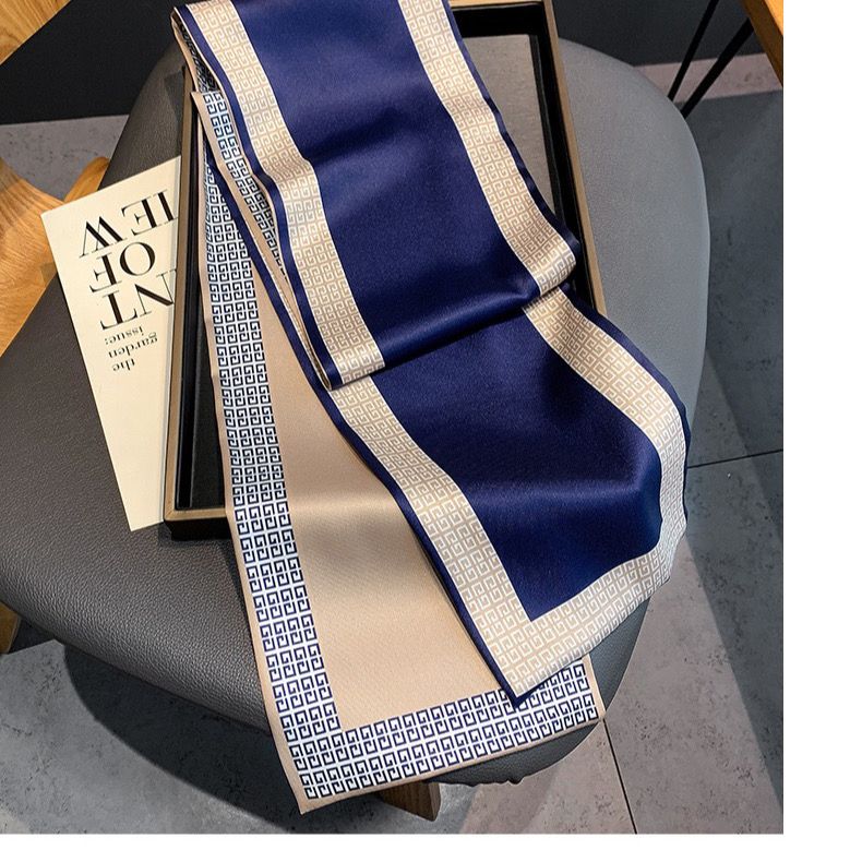 Spring And Autumn Long Small Silk Scarf Decoration With South Korea Narrow Ribbon Spring Style Scarf Scarf Female Thin Senior Lansika Deer 🦌 Item Picture
