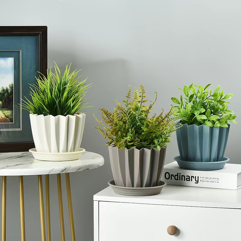 Creative Pot Green Plant Pot Indoor Flowers Green Plant Long Rattan Big Leaf Basin Four Seasons Evergreen Water Soil Cultivation Office Living Room Green Basket