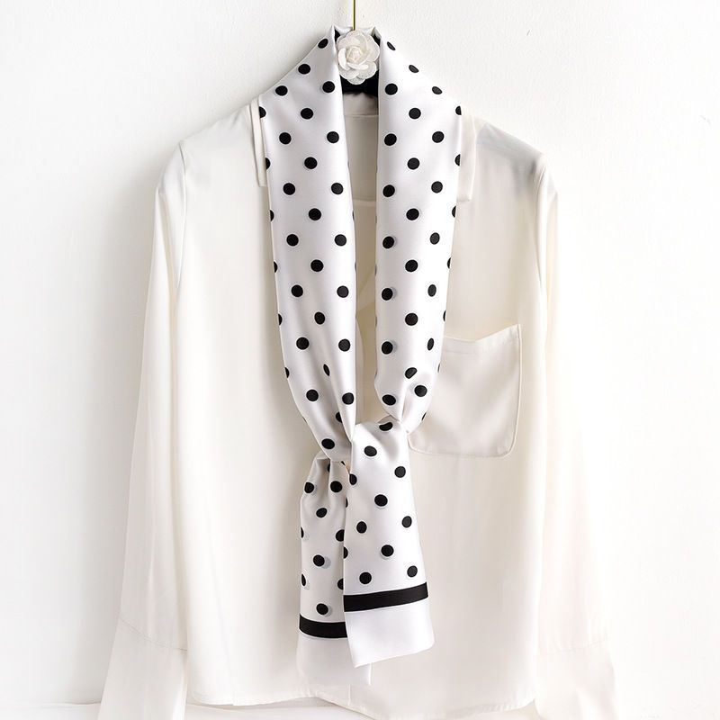 Spring And Autumn Long Small Silk Scarf Decoration With Korean Narrow Ribbon Spring Style Scarf Scarf Women Thin Totem Print Item Picture