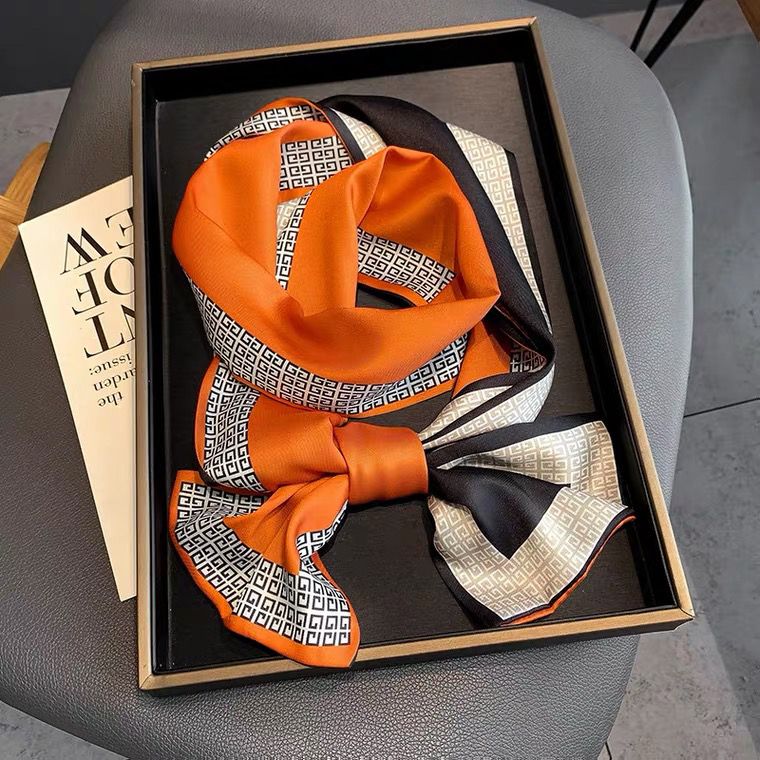Spring And Autumn Long Small Silk Scarf Decoration With South Korea Narrow Ribbon Spring Style Scarf Scarf Female Thin Yao Chen With Ling Type Lattice details Picture