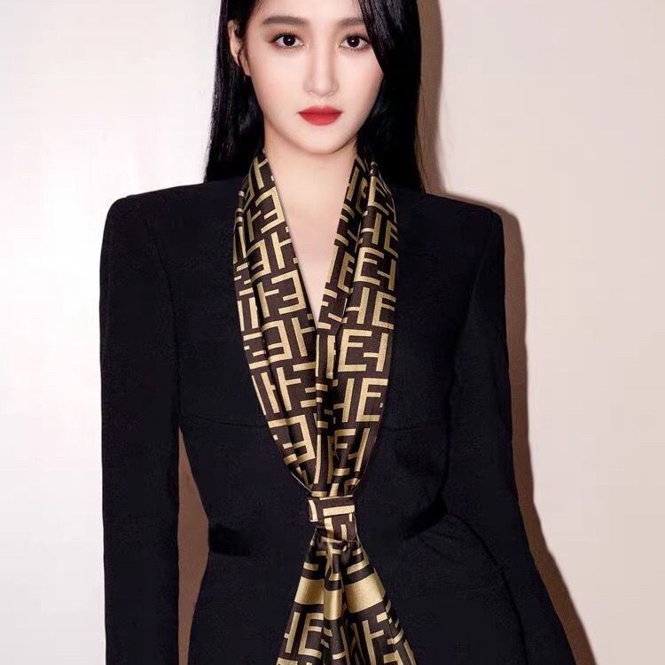 Spring And Autumn Long Small Silk Scarf Decoration With South Korea Narrow Ribbon Spring Style Scarf Scarf Female Thin Yao Chen With Ling Type Lattice Item Picture