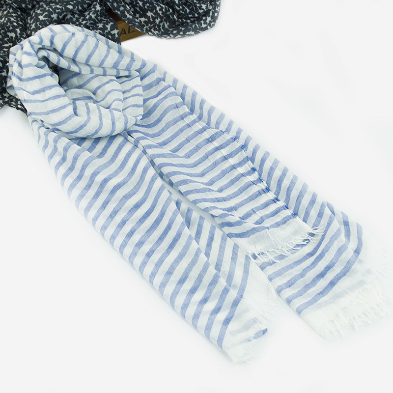 Spring New Cotton And Linen Scarf Day Thin Striped Shawl Clothing With Women's Scarf Sun Protection Shawl Application Scenario