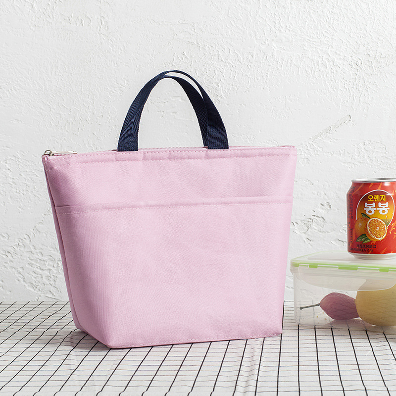 New Thickened Portable Waterproof Bento Bag Thermal Bag Oxford Cloth Tote Bag Picnic Bag Lunch Bag Solid Color Item Picture