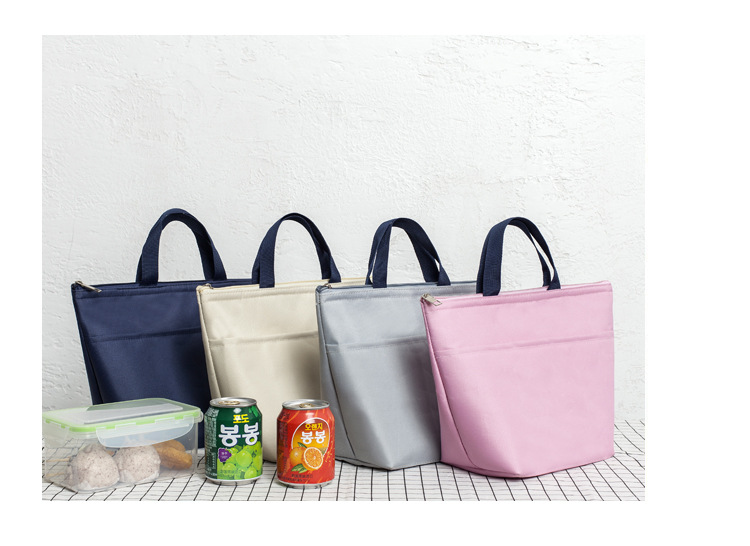 New Thickened Portable Waterproof Bento Bag Thermal Bag Oxford Cloth Tote Bag Picnic Bag Lunch Bag Solid Color