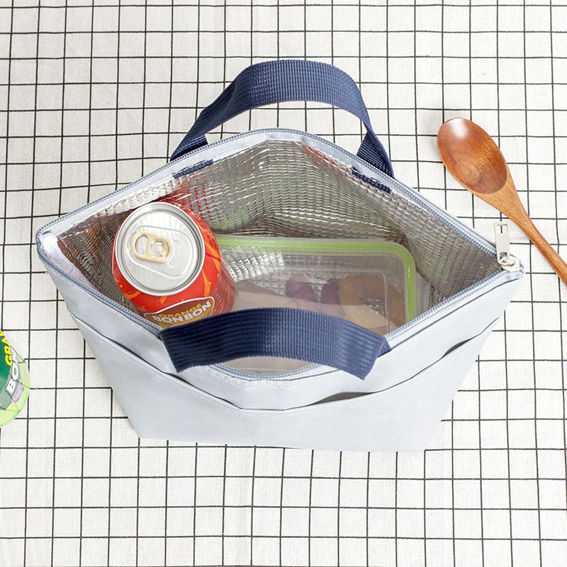 New Thickened Portable Waterproof Bento Bag Thermal Bag Oxford Cloth Tote Bag Picnic Bag Lunch Bag Solid Color Specification drawing