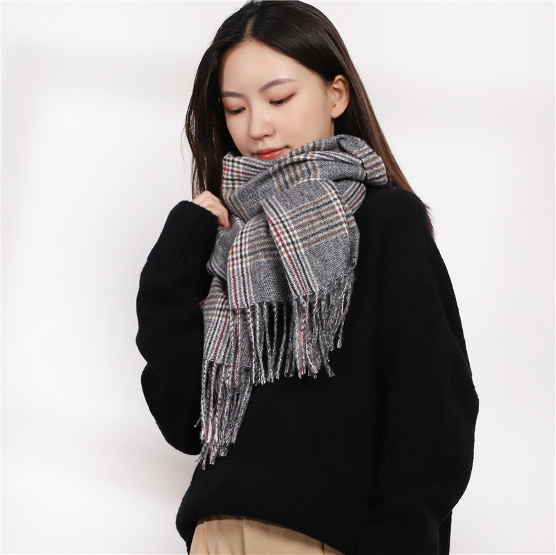 Cashmere scarf for women autumn and winter Korean edition warm scarf plus just thickened seven color checkered scarf wholesale fashion collocation fringe scarf