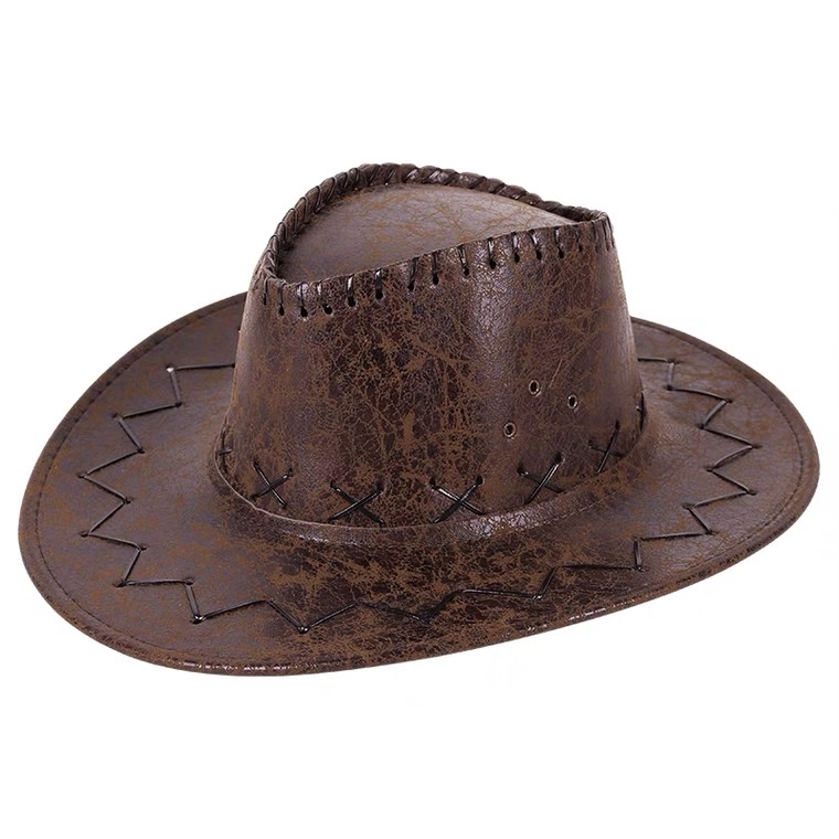 Imitation Vintage Crack Cowboy Hat, 3 Colors, Black, Coffee, Light Coffee