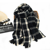 Winter 2021 cashmere thickened warm bib scarf Classic plaid fringe cape versatile office scarf