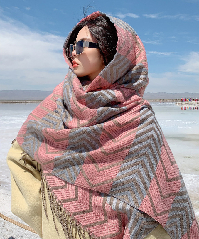 Fall/winter 2021 imitation cashmere scarf Korean version arrowhead lovers scarf scarf warm Internet celebrity all go with neck warm tassel cape thumbnail