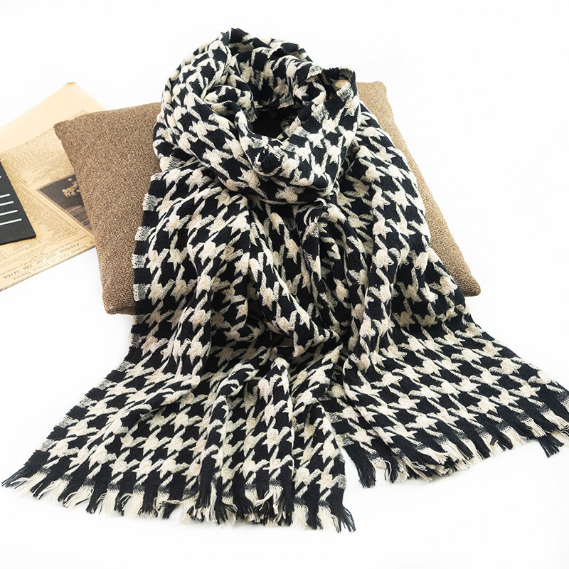 2021 New Explosive Cloud Thousand Bird Grid Elegant Girl Japanese Korean Version Of Warm Scarf Soft Hot Sale Shawl 190*45Cm/195G Application Scenario