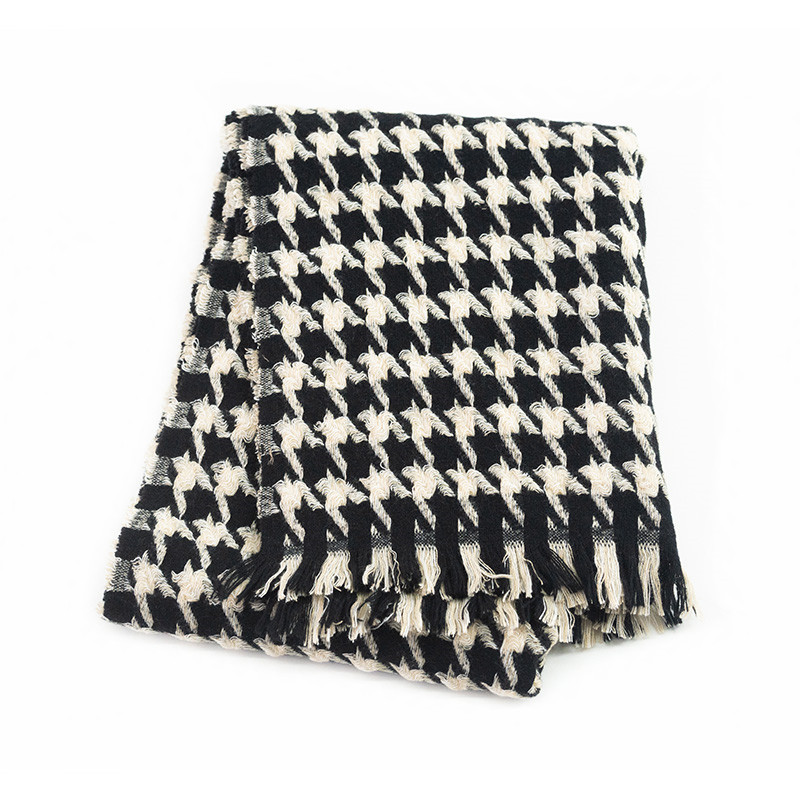 2021 New Explosive Cloud Thousand Bird Grid Elegant Girl Japanese Korean Version Of Warm Scarf Soft Hot Sale Shawl 190*45Cm/195G details Picture
