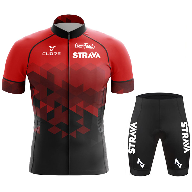 Strava Tour de France short sleeved cycling suit for sweats and moisture absorbent cycling events details Picture