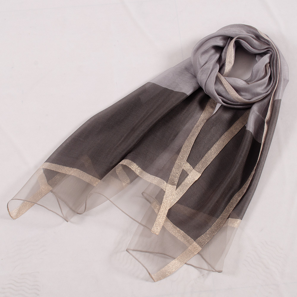 Pineapple silk scarf spring and autumn Mosaic color decoration gold thread neck summer thin sunscreen scarf 190*80cm/80g thumbnail