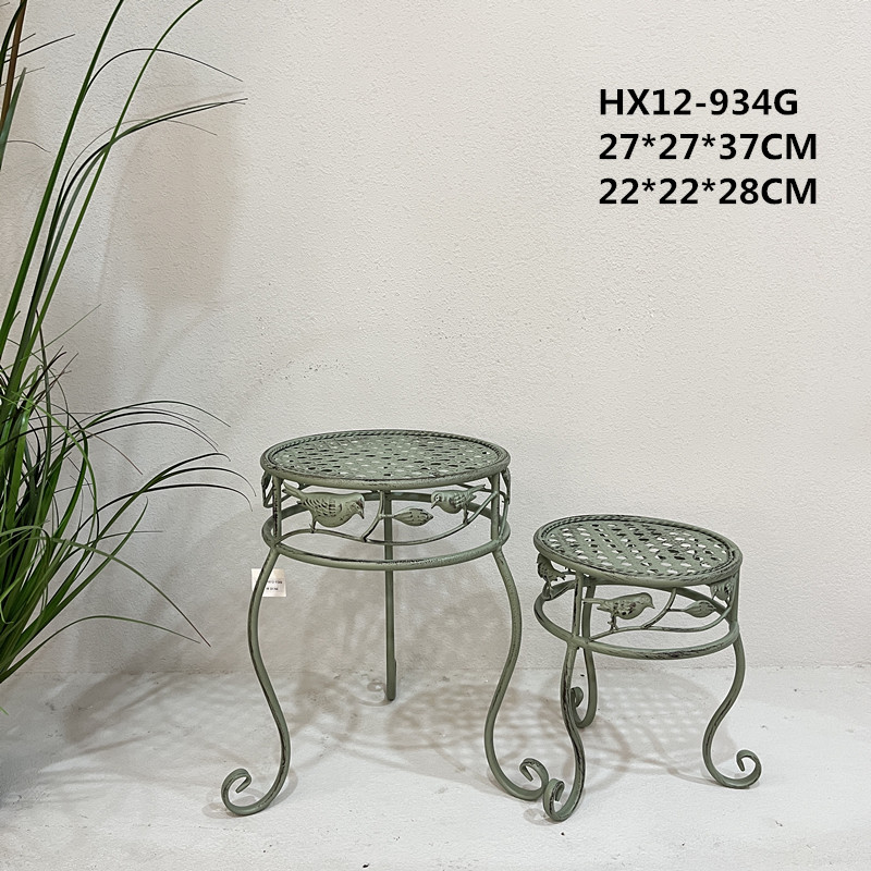 Single Basin Round Iron Art Flower Stand Multi-Layer Green Flower Pot Stand Indoor And Outdoor European Living Room Balcony Flower Shelf Decoration Green Flower Rack details Picture