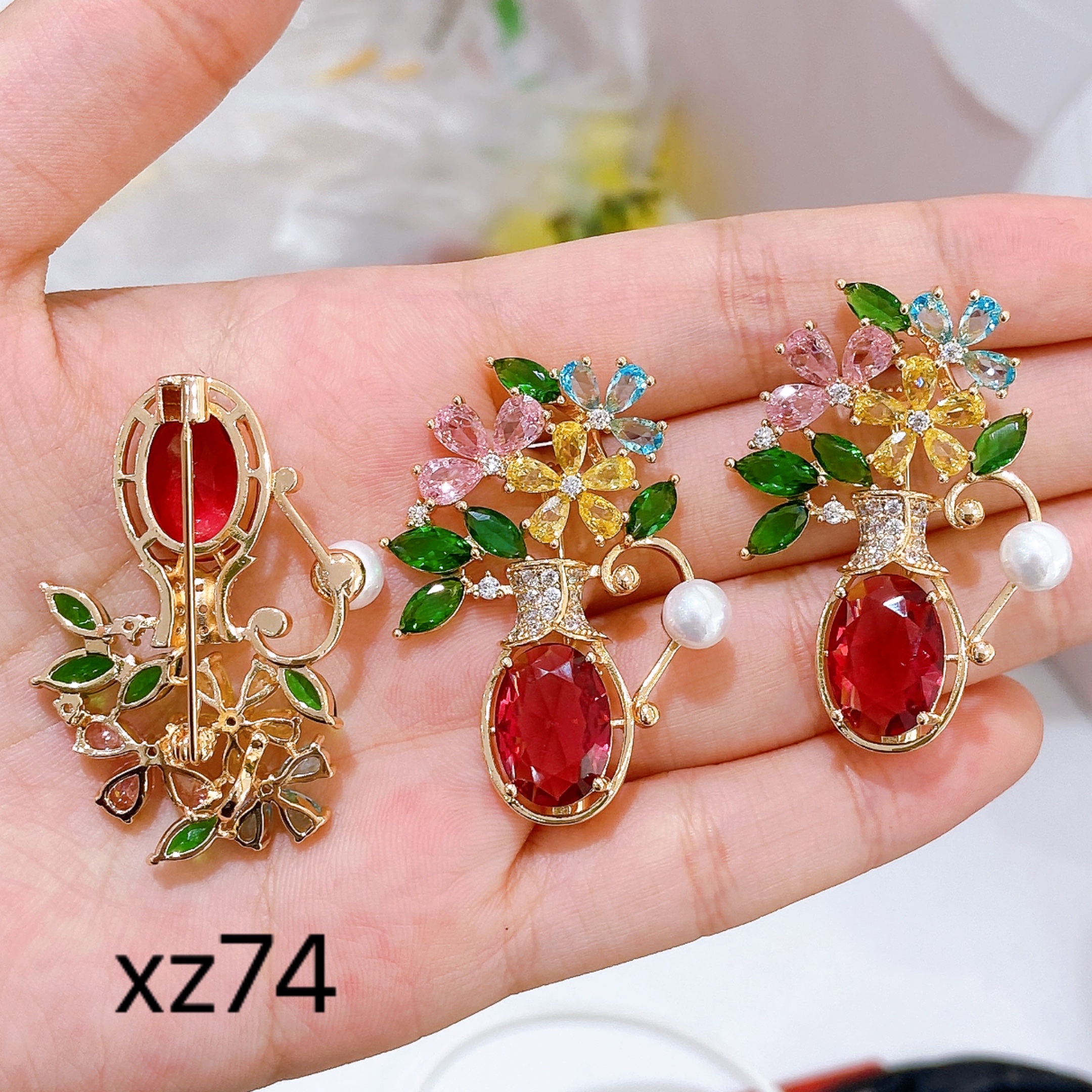 Zhongxing Accessories DIY flower pearl brooch details Picture