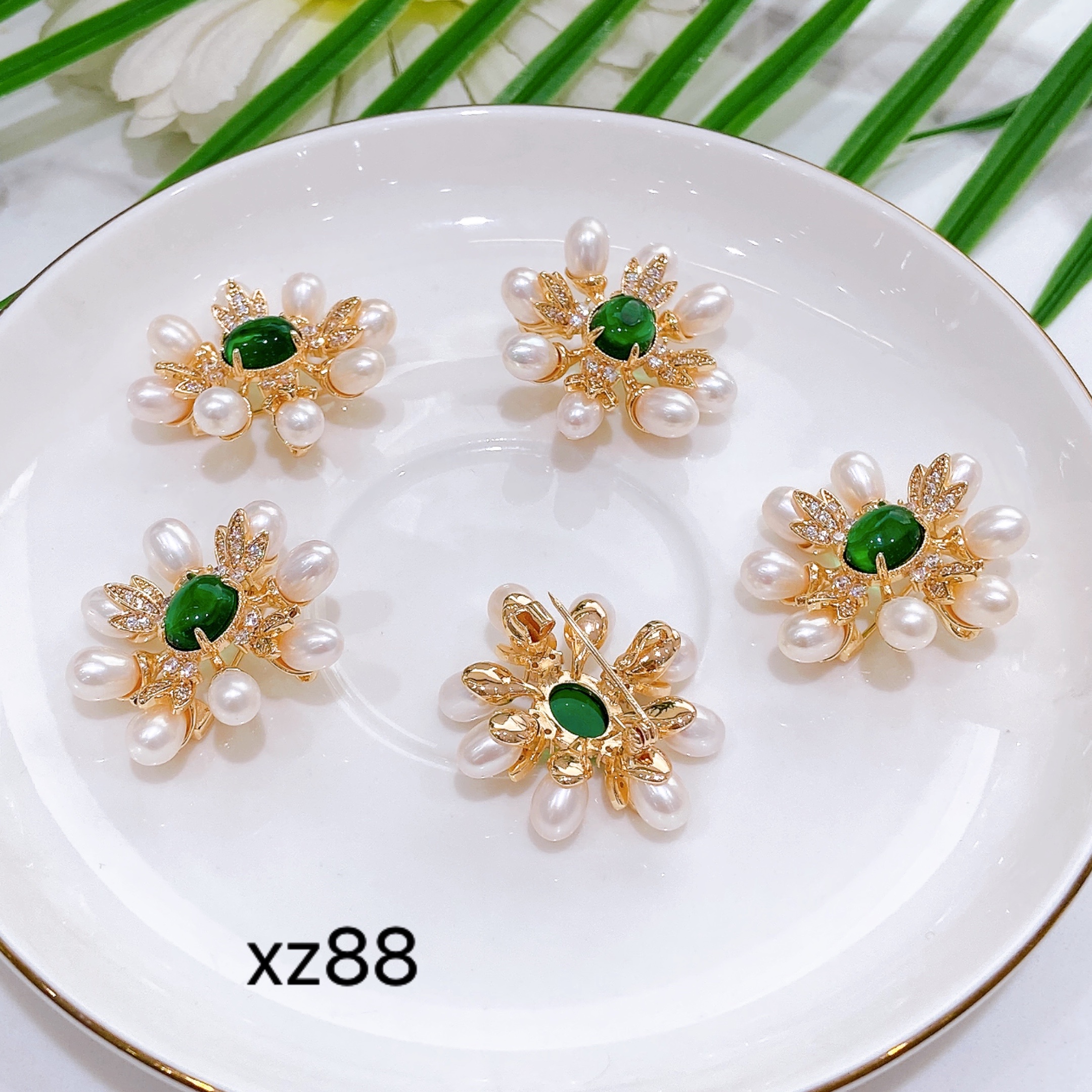 Zhongxing Accessories DIY flower pearl brooch Specification drawing
