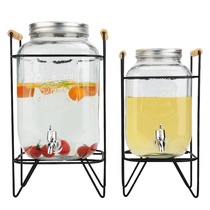 Glass drink juice cans, glass mason bottles with faucet holders