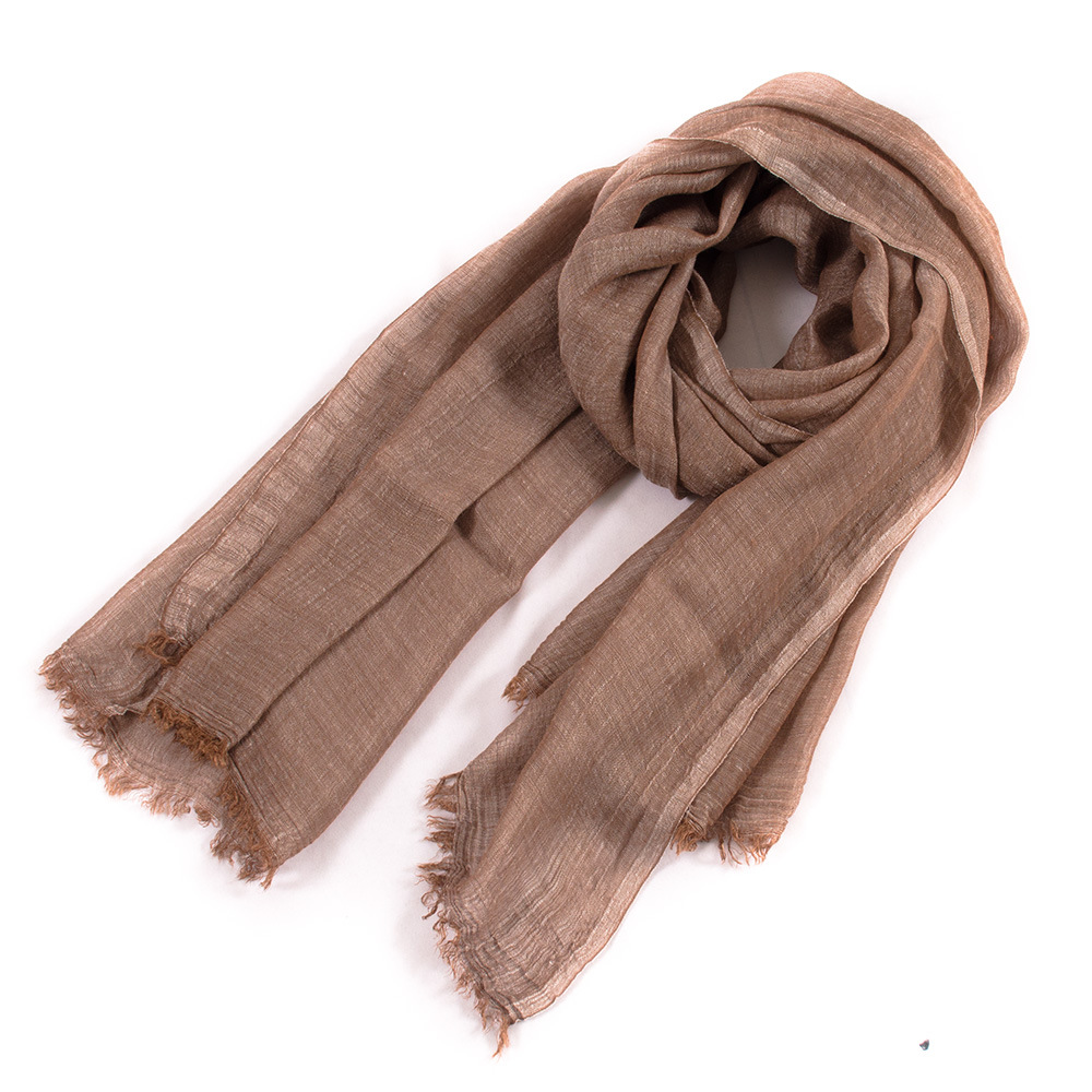 Solid color cotton and linen scarf women Spring and autumn thin style easy to wear shawl fringe sunscreen scarf 109*90cm /130g thumbnail