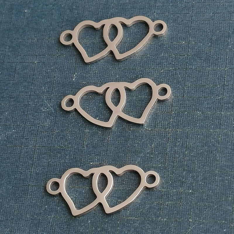 Double love stainless steel bracelet Pendant diy jewelry accessories Double hole double polished stainless steel sheet custom thumbnail