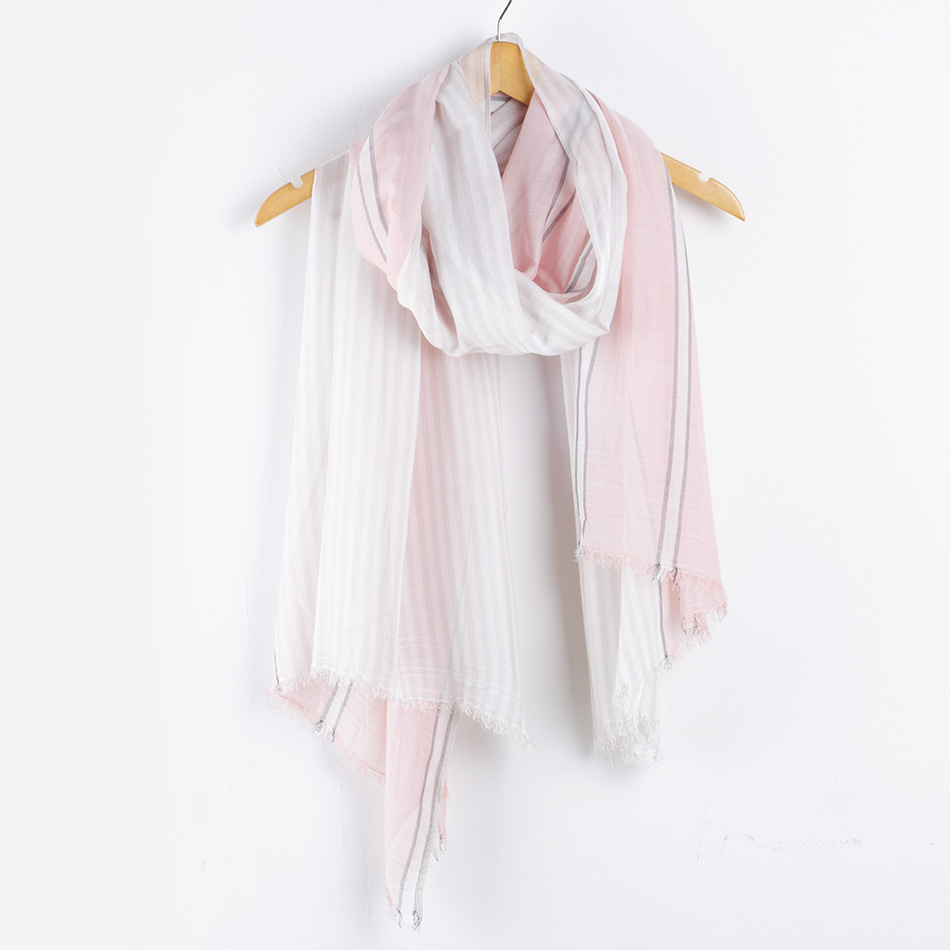 Japanese simple striped scarf Spring Autumn Thin Model Modal Scarf Sun Protection Beach Towel 2022 Fashion fringe scarf 190*95cm/130g thumbnail