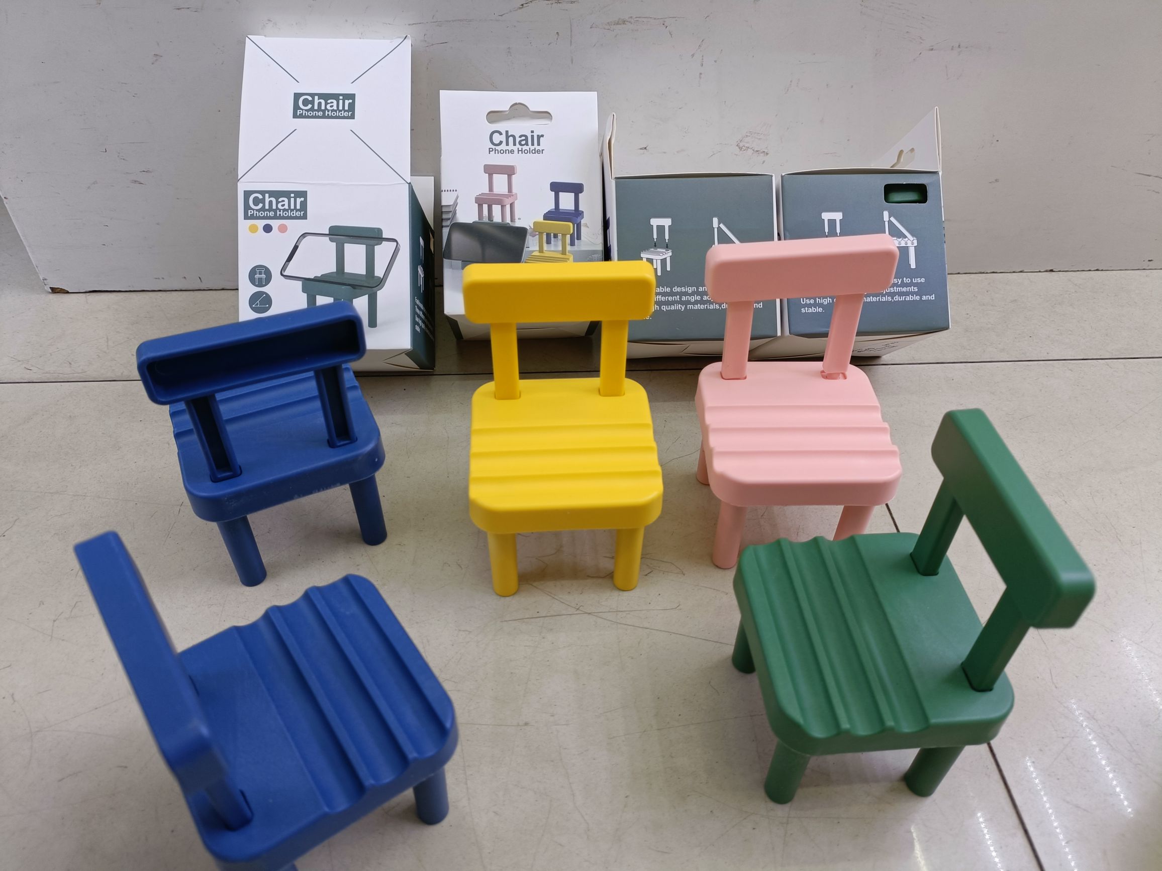 Flat back chair phone stand